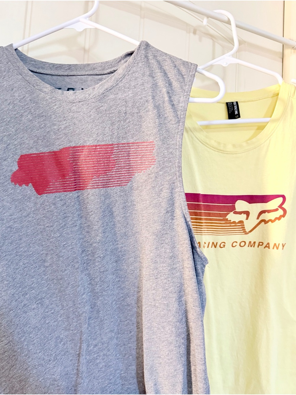 LOT Fox Sleeveless Tank Tops - Gray, Yellow and like new
